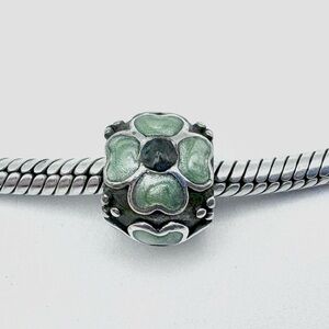 Pandora Blue Daisy Enamel & Sterling Silver Flower Charm